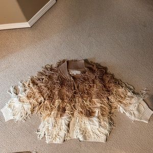 Anthropologie Fringe Jacket / Sweater by Jen's Pirate Booty, size P/S